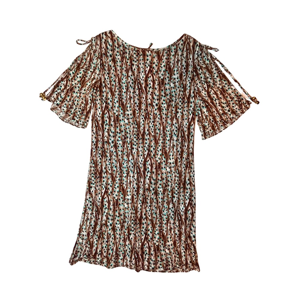 Vintage Y2K Milly New York Silk Mini Dress Size L Brown Fall Indie Sleaze Boho